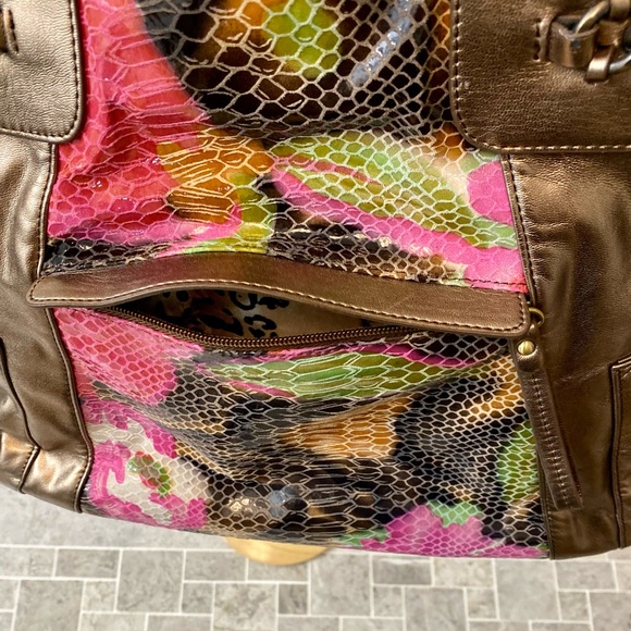 Sharif Gorgeous Large Bronze Metallic Colorful Pattern Bronze Chain Purse - Picture 5 of 15